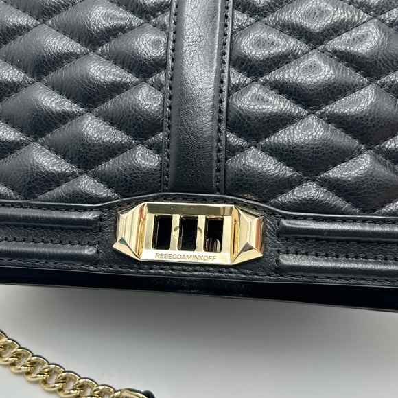 Rebecca Minkoff LOVE Crossbody Black Leather Diamond Quilt EUC - Picture 7 of 14